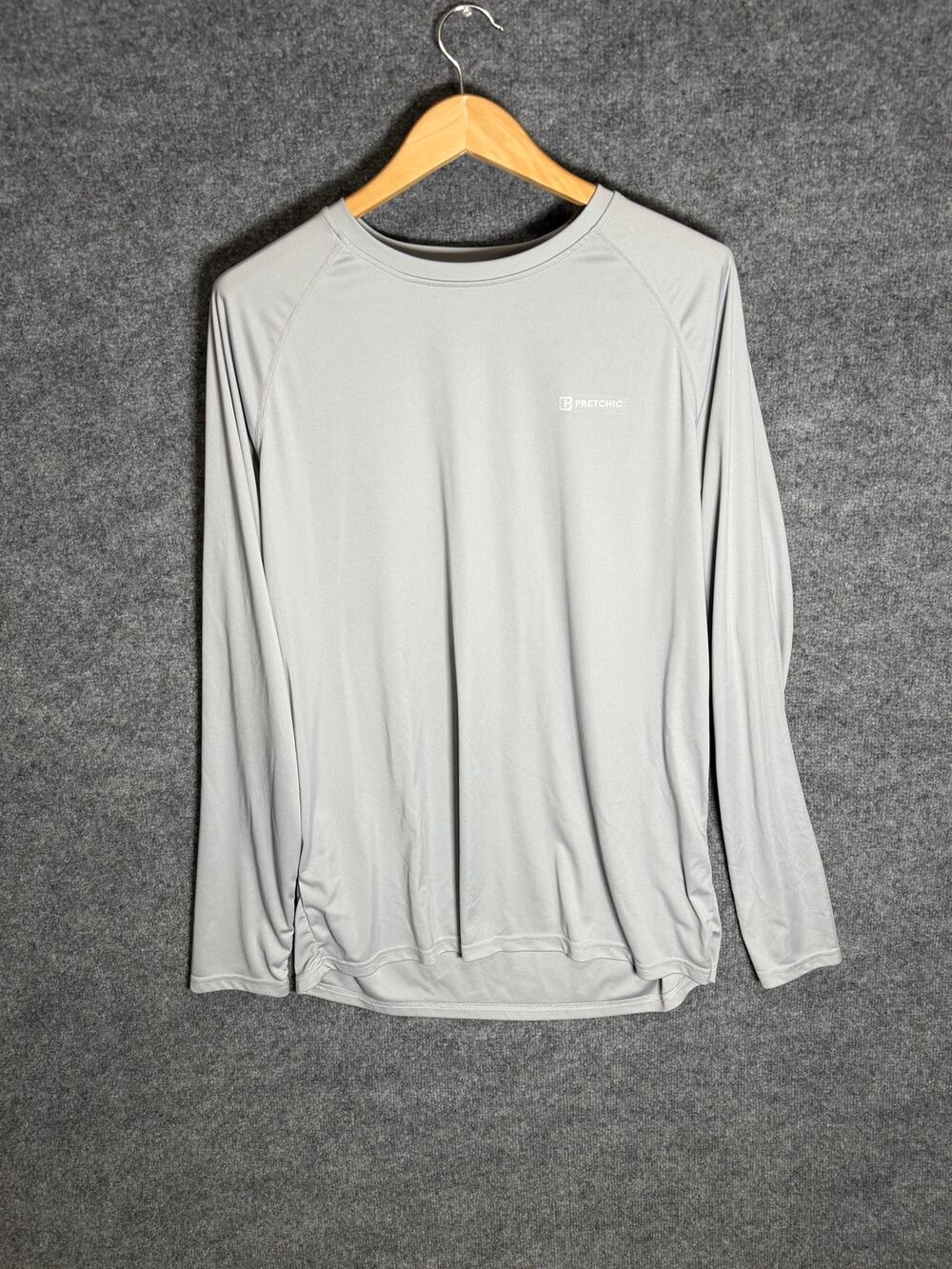 PRETCHIC Men’s 3XL Gray Long Sleeve Performance Athletic Shirt Moisture Wicking